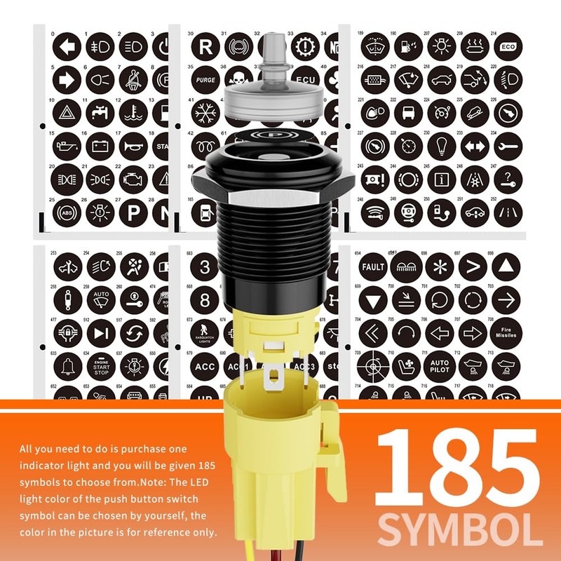 FILN 19mm Latching Push Button Switch, 5A ON Off IP65