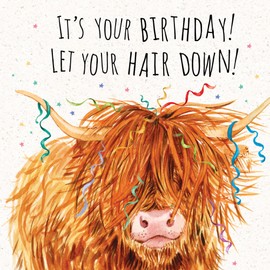 Twizler Funny Birthday Card Scottish Highland Cow - Funny Card for Men or Women - Happy Birthday for Him or Her - Animal Humor - Blank Inside