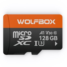 WOLFBOX 128GB microSD Card with Adapter, Up to 100MB/s, U3 A1 V30 High Transfer Speed, Supports 4K UHD Video Recording, Suitable for G840S / G930 Mirror Dash Cams