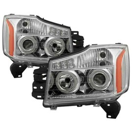 Spyder Auto (PRO-JH-NTI04-LED-C) Nissan Titan/Armada Chrome Halogen LED Projector Headlight - Pair