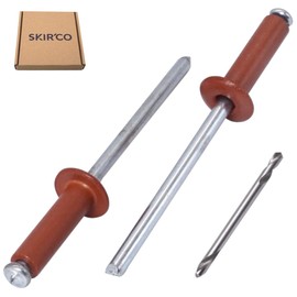 SKIR'CO (80 pcs) Painted Blind Rivets 4.0 x 14 mm, Aluminium Pop Rivets, Drill Bit Included (Copper Brown RAL 8004)