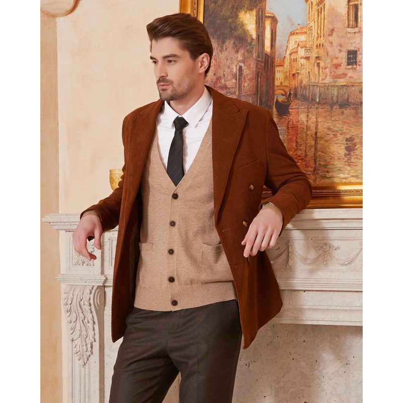 Kallspin Men's Cardigan Sweater Wool Blend V Neck Buttons Cardigan