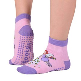 Footsis Non Slip Grip Socks for Yoga, Pilates, Barre, Home, Hospital ,Mommy and Me classes "Fairy" (XXS)