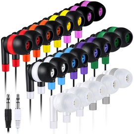Kanayu 100 Pcs Wired Earbuds Bulk for Classroom Basic Ear Headphones Bulk Basic Student Earphones No Microphone with 3.5 MM Jack for Kids Schools Libraries Laptop, Individually Bagged(Multicolored)