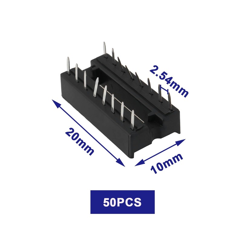ECSiNG Pack of 50 16-Pin DIP-IC Sockets, 2.54 mm, Pitch
