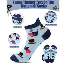 Yearntown 10 Pairs Theater Socks for Men Women Funny Patterned Low Cut Ankle Tab Drama Socks Novelty Theater Lover Gift for Birthday Christmas