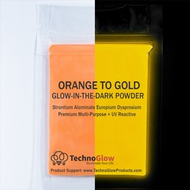 Glow in The Dark & UV Reactive Powder - Multipurpose PRO-Series (Fluorescent Orange to Gold, 1 Ounce (28g))