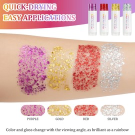 AOOWU Body Glitter Stick, Highlighter Makeup Stick Glitter Powder Waterproof Glitter Shiny for Women Face Glitters Shimmer Sparkle Powder for Hair Lip Nails Body Glitter Makeup(Gold)