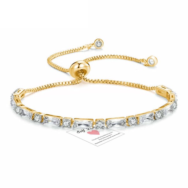 HEEYA Gold Tennis Bracelets for Women, Sterling Silver Bracelet, Silver