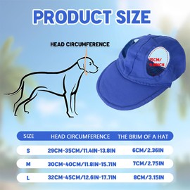 LAJUP Dog Baseball Cap, Summer Sun Protection Hat, Sun Hats with Ear Holes, Pet Summer Hat for Puppies Dogs Hat (Blue, M)