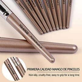 Brochas de Maquillaje Profesional 20 Piezas Set de Brochas Maquillaje Sombras de Brochas para Ojos Sintéticas de Alta Calidad Rubor Pinceles de Maquillaje Facial-Marrón
