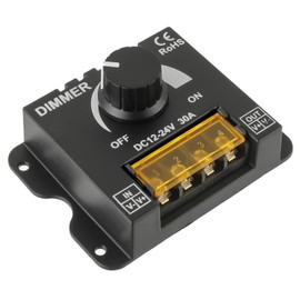 HUAREW LED Light Strip Dimmer,DC 12V-24V 30A PWM Dimming Controller with ON/Off Knob adjusts Brightness,LED Dimming Controller Aluminum Housing Suitable for 5050 3528 LED Light Strip（1pcs）