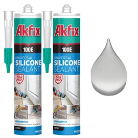 Akfix 100E RTV Translucent Silicone Caulk (2x10.1 fl.oz.)- 100% Waterproof Silicone Sealant for Kitchen and Bathroom, Shower, Bathtub, Toilet, Sink, Window & Door, No Discoloring | Translucent, 2 Pack