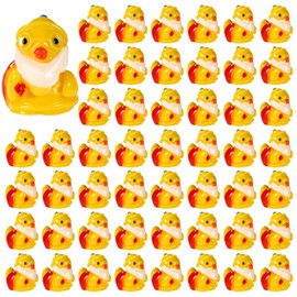 lasuroa 50pcs Mini Santa Claus Ducks, Little Resin Christmas Ducks Micro Landscape Duck Miniature Ducks Tiny Christmas Ducks for Christmas Stocking Filler Garden Micro Ornament