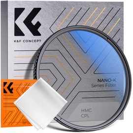 K&F Concept 82MM Polarising Filter Circular Polarizing CPL, Ultra Slim, Japan Optics, Multi Coated, with Cleaning Cloth (Nano-K Series)