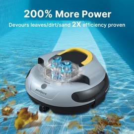 PoolPure Aquaguard SE II Cordless Robotic Pool Cleaner for Above Ground Pools, 100 Min Runtime, 5000mAh Fast Charge, Self-Parking, 2 Cleaning Modes, up to 1000 Sq.Ft (Grey)