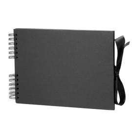 PATIKIL Scrapbook Album, 1Pcs Bow Ribbon Design Scrapbook Photo Album, Guest Book DIY Memory Book with 20 Sheets Black Pages, for Christmas Anniversary Birthday Gift,Black