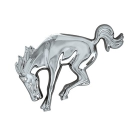 United Pacific 50130 Triple Chrome Plastic Bucking Horse Emblem, Badge Replacement, Double-Sided Tape, Easy Installation – One Unit