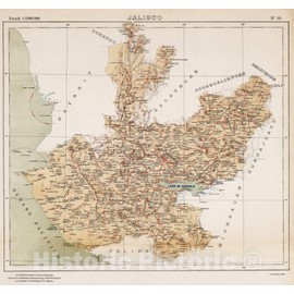 Historic Map - National Atlas - 1922 No. 14: Jalisco - Vintage Wall Art - 16in x 16in