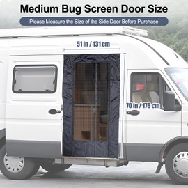 Xishuihe Magnetic Screen Door for RV and Other Campervans,Extra Large Self-Closing Mesh Curtain with Zipper,Tear-Resistant Insect Fly Screen to Keep Bugs Out & Let Fresh Air in (Black)