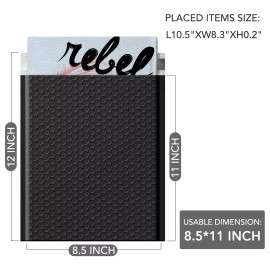 GSSUSA Black Bubble Mailers 8.5x12 large Padded Envelopes 25 Pack,Self-Seal B...