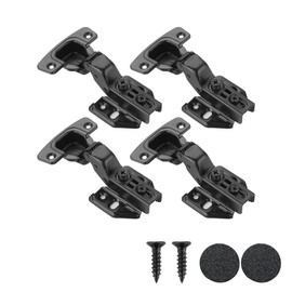 JQK Cabinet Hinges Black, 100 Degree Soft Closing Insert Door Hinge for Frameless Cabinet with Door Bumper, Stainless Steel Matte Black Finish, 4 Pack, CH102-PB-P4