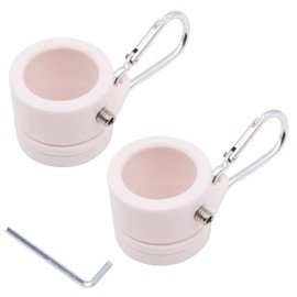 Shiwaki 2 Rotating Flag Pole Rings, White Flag Pole Buckle, Swivel Flag Pole Collar, Adjustable Brackets with Metal Clips for 1.8-2.5cm Flag Pole