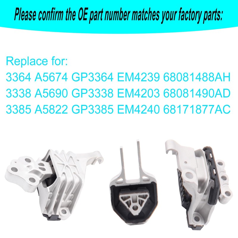 Engine Motor Mount & Trans Mount Compatible with 2013-2016 Dodge