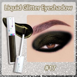 evpct Liquid Shimmery Glitter Eyeshadow Eyeliner, High Pigment Colored Metallic Eyeshadow Stick Eyeliner, Waterproof Long Lasting Sparkle Eye Makeup Set for Women, 17# Clinker