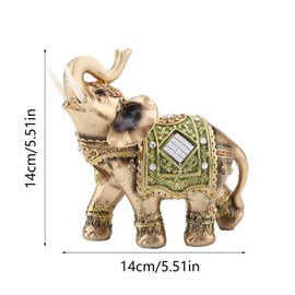 Lucky Feng Shui Green Elephant Statue Sculpture Wealth Figurine Gift Home Decoration (Green Large)