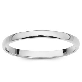 10k White Gold 2mm Light Comfort Fit Plain Wedding Band - Size 9