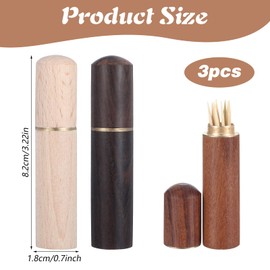 Ymapinc 3 Pack Toothpick Holder Dispenser - Travel Wooden Tooth Picks Case Pocket Pick Holder for Purse - Portable Toothpick Easy Carry for Men Women