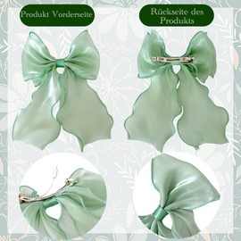 Uoocg Silky Hair Bow, Women's Hair Clip with Large Bow, French Hair Bows Clip for Women, Girls (Green-1)