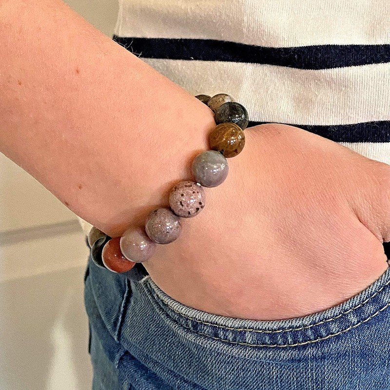 ELEDORO PowerBead Ladies Bracelet, String Gemstone Beads, 10 mm x