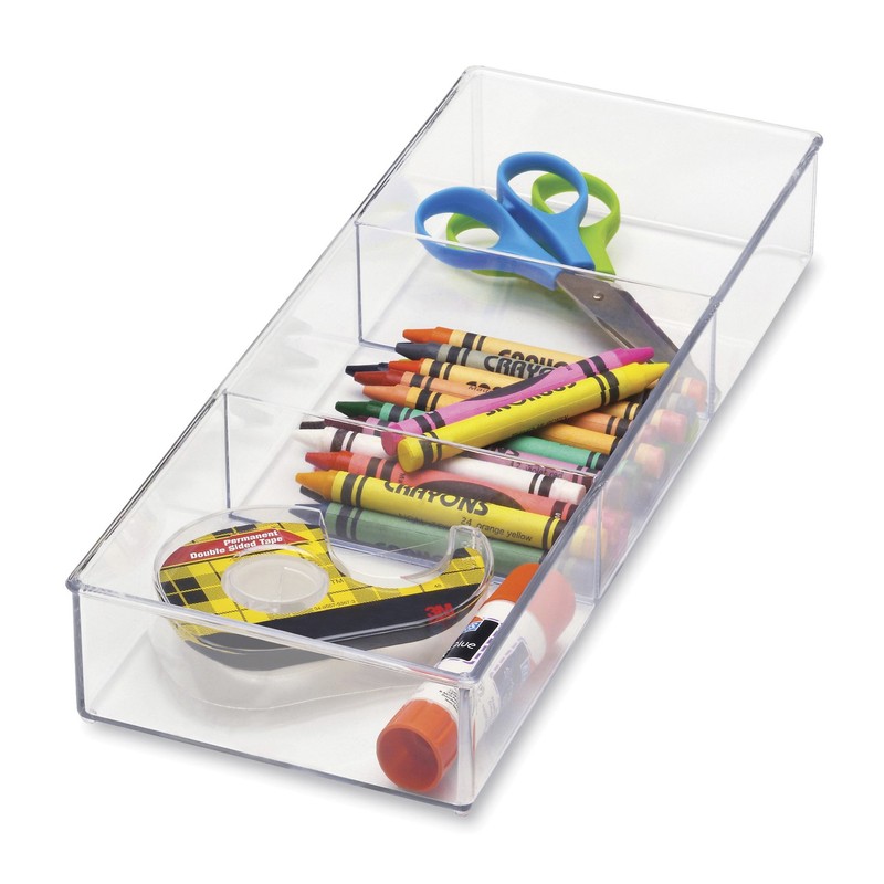 Whitmor 3 Section Small Easy Clean Clear Plastic Resin Drawer