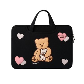 Bear Cute Laptop Bag Shockproof Thickened Embroidery Pattern Notebook Handbag for Home Office Travelling 15.6in Hug Bear 15.6in