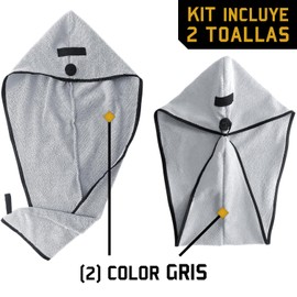 ESSENCIAL Designs Toallas de Microfibra para Cabello (2 Pcs) Toalla para Cabello Rizado Apto para todo Cabello de Secado Rápido Absorbente Portátil Suave (Gris)