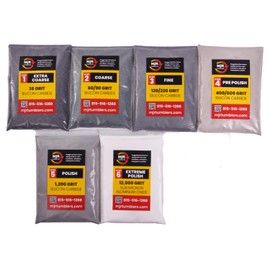 6 Stage Refill Grit Kit with MJR Tumblers Premium Quality Extreme Polish 12,000 Grit Sub Micron Aluminum Oxide Polish, for All Rock Tumblers (for 15lb Barrel No Pellets)