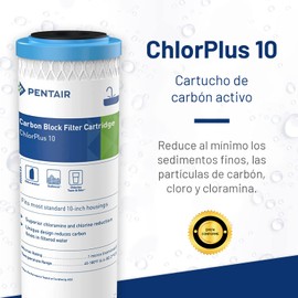 Pentair Pentek ChlorPlus10 Carbon Water Filter, 10-Inch, Under Sink Chloramine Reduction Carbon Replacement Cartridge, 10" x 2.5", 1 Micron