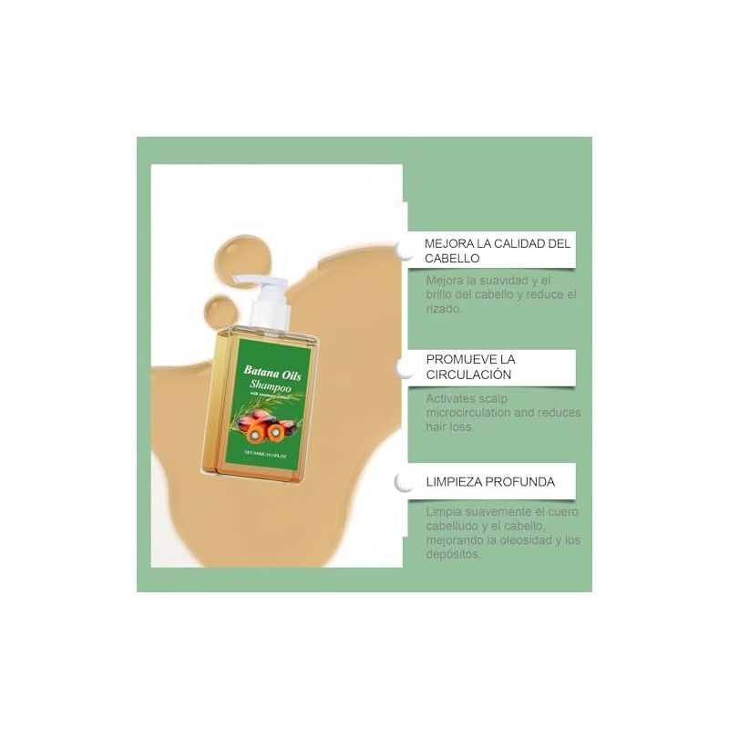 Batana Oil Shampoo 300ML, Batana Shampoo with Rosemary Extract, Champú