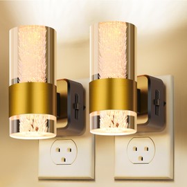 Night Light with Twilight Sensor, Pack of 2, Night Light Socket Warm White 3000 K, Adjustable Brightness 0-100 LM, LED Socket Light for Hallway, Stairs, Bedroom, Kitchen (Snowflake Warm White)