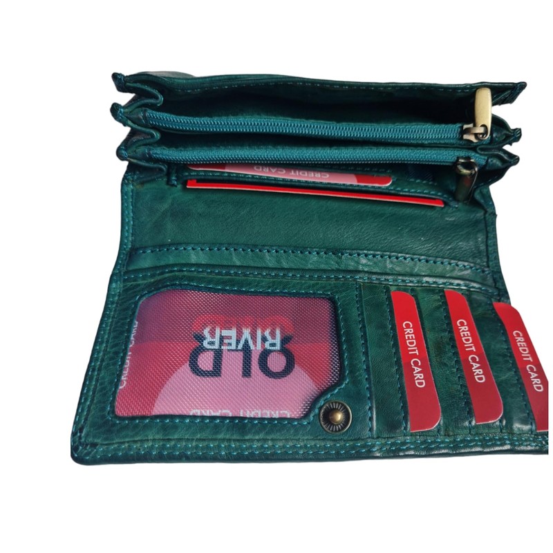 Old River Women's Leather Wallet, Leather Purse, Medium Size, Women's