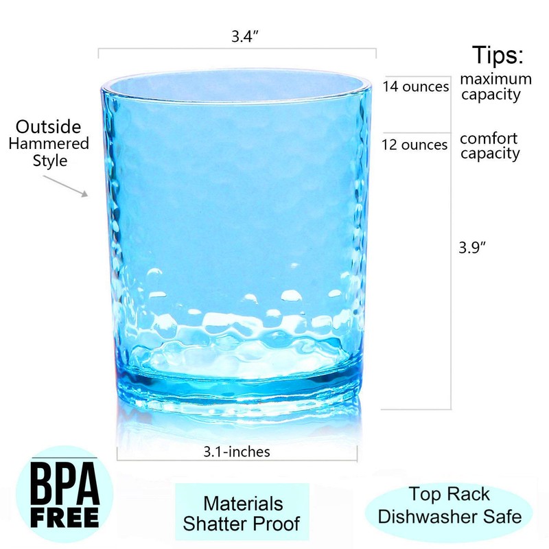 KX-WARE 14-ounce and 20-ounce Acrylic Glasses Plastic Tumbler, set of