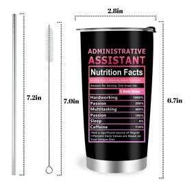 Farecnt Administrative Assistant Gifts Tumbler, Administrative Professional Day Gifts, Coworker Employee Appreciation Gifts, Double Wall Vacuum Tumbler with Lid Straw 20oz