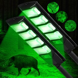 Hog Lights for Night Hunting, 12000LM Solar Green Hunting Light with Remote, Motion Sensor and Waterproof, Hog Light for Predator Coyote Hog Deer Varmint— Perfect Hunting Accessories (2 Pack)