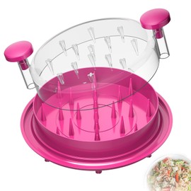 Arshray Chicken Shredder Tool Twist with Brush and Visible Lid Large Meat Shredder Machine with 8 Anti-Slip Suction Cups BPA Free Ergonomic Handle for Chicken Pork Beef (Pink)