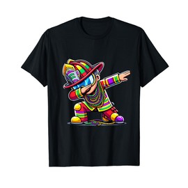Funny Mardi Gras Outfit Dabbing Mens Team Firefighter Squad T-Shirt