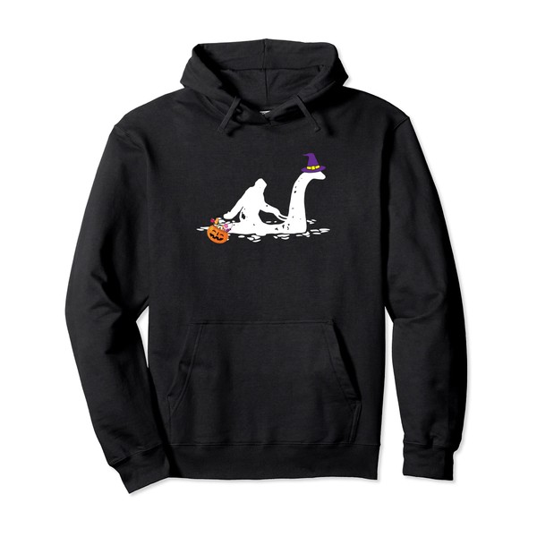 Bigfoot Riding Loch Ness Monster Lazy Halloween Costume Pullover Hoodie