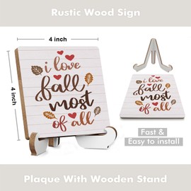 Fall Sign Autumn Thanksgiving Fall Decor Rustic Wooden Desk Decor Funny Fall Quotes for Home Farmhouse Kitchen Shelf Table Centerpieces Seasonal Harvest Decoration Plaque with Wood Stand