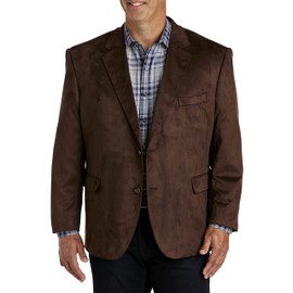 Oak Hill by DXL Men's Big and Tall Faux-Suede Sport Coat Brown 4XL